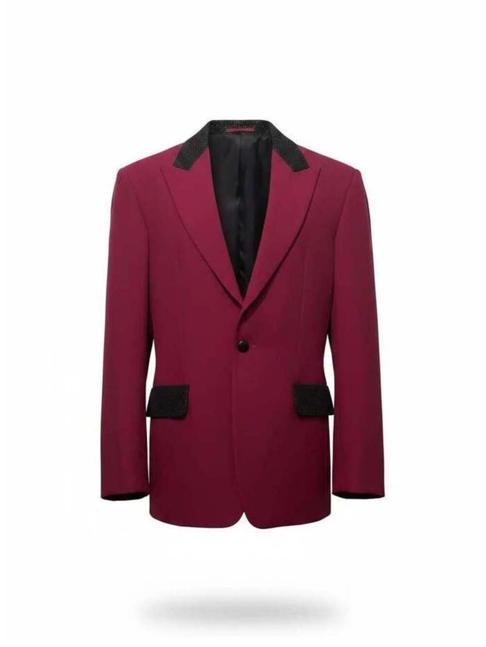 Magenta Single-Button Blazer with Contrast Lapel